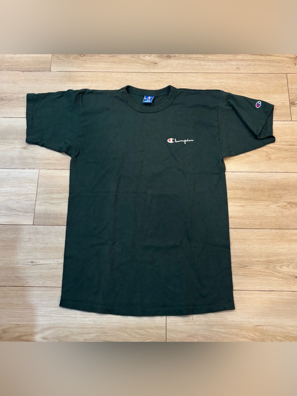 Vintage Champion T Shirt Logo Green Made in USA Single Stitch Sleeve Large L